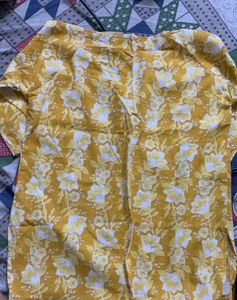 Yellow Floral Print Kurta