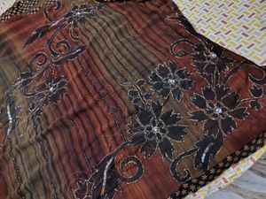 Striped Brown Saree with Blouse