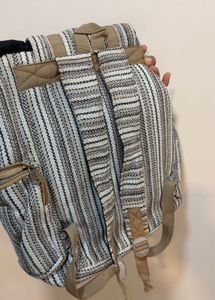 Himalayan hemp white cream Striped travel Backpack