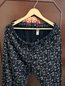 Black Floral Print Pyjama