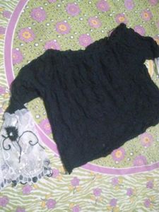 Chic Black Off-Shoulder Bell Sleeve Top