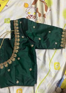 Green pattu maggam work blouse