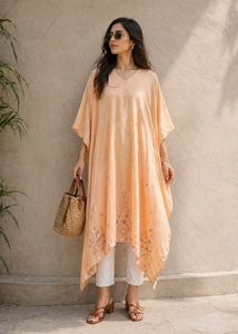 Embroidered Kaftan With Jeans