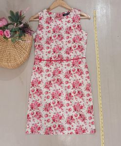 Pink Floral Midi Dress For Women