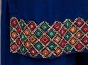 Blue Mirror Work Kurta Sharara Set