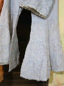 Peach &amp; Grey Kurta Set with Dupatta