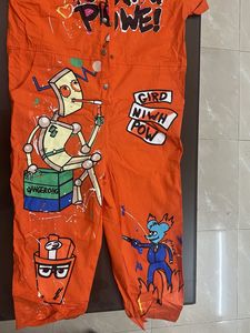 Orange Graphic Button-Down Shirt