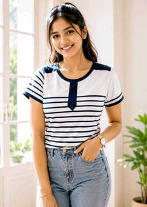 Stylish Striped Short Sleeve Top