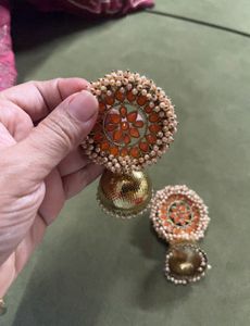 Designer Jhumka Earrings with Pearls