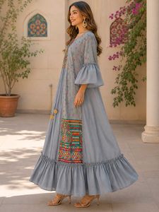 Embroidered Grey Maxi Gown