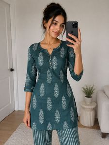 Elegant Green Printed Kurta Set