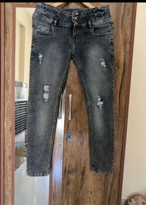 Distressed Black Denim Jeans
