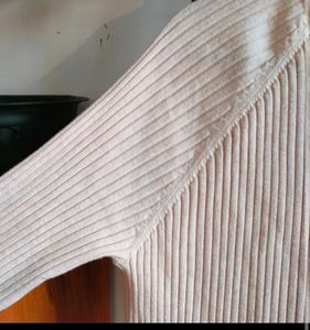 Light Cream Ribbed Sweater