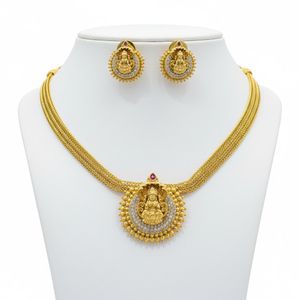 Exquisite Lakshmi Pendant Necklace & Earrings