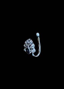 Peacock Design Black Stone Clip On Nose Pin