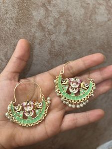 Beautiful Green Enamel Earrings