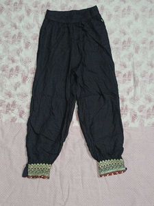 Stylish Black Palazzos with Embellished Cuff