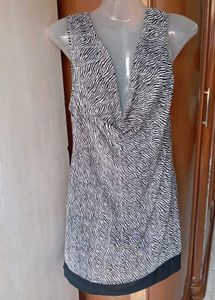 Stylish Zebra Print Cowl Neck Mini Dress