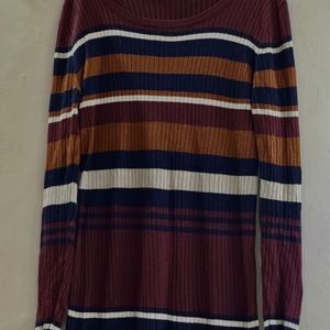 Cozy Striped Long Sleeve Knit Dress