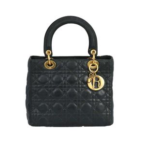 LADY DIOR BAG IN BLACK MATTE CANNAGE LAMBSKIN*