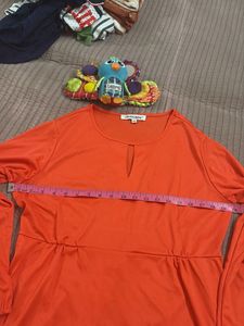Vibrant Orange Long Sleeve Tunic Top