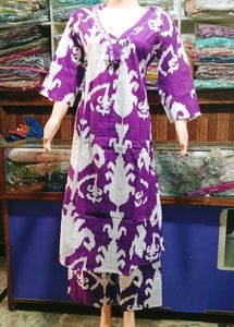 Purple &amp; White Printed Pant Set