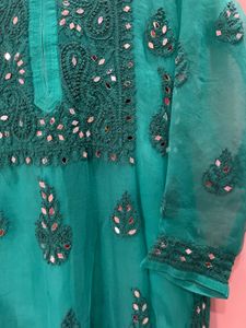 Teal Embroidered Kurta