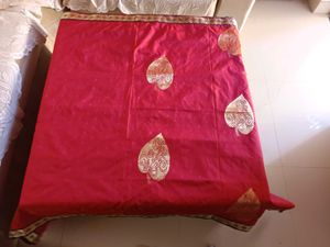 Orange &amp; Dark Coffee Colour Mix Silk Saree Blouse