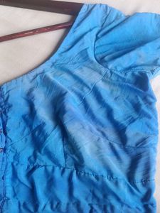 Blue Crepe Blouse