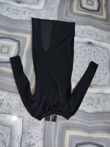 Elegant Black Long Sleeve Bow Detail Dress