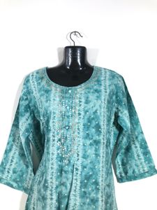 Sea Green Printed Kurta Set(Women’s)