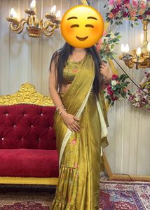 Beautiful Olive Green Floral Saree