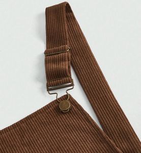 Brown Corduroy Jumpsuit with Belt