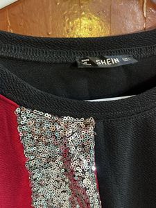 Chic Sequin Panel Long Sleeve Top