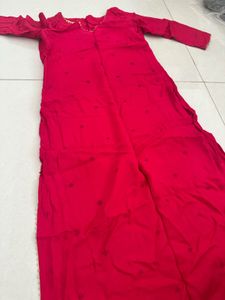 Vibrant Red Embroidered kurta
