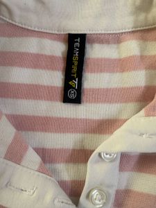 Pink Striped Polo Crop Top