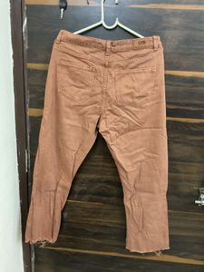 Cropped Brown Denim Jeans