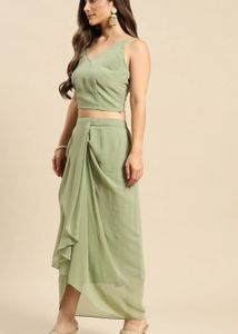 Stylish Green Ethnic Skirt Set
