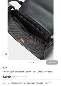 Chic Black Crossbody Bag with Scarf Accent