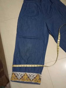 Denim Kurta Set with Trousers
