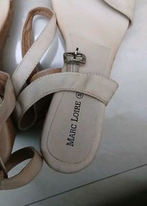 Women's Cream Strappy Block Heels - UK 40