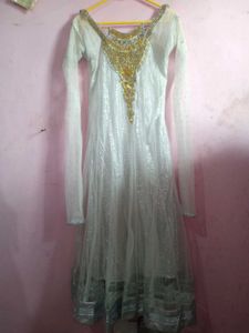 White Anarkali Set