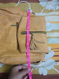 Stylish Yellow Leather Hobo Bag