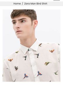 White Shirt With Bird Print