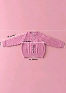 PINK CABLE KNIT CREWNECK SWEATER