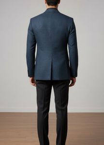 Stylish Blue Checked Blazer
