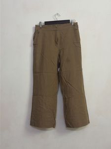 Khaki Wide Leg Cropped Pants