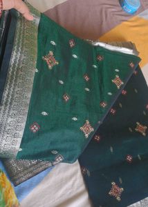 pure banarasi silk Green with rich Pallu