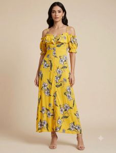 Sunshine Floral Off-the-Shoulder Maxi Dress with B