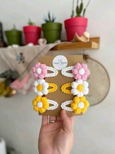 Crochet Flower Hair Clips